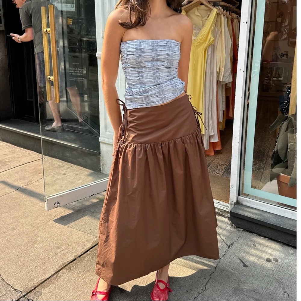 Isalis Barcelona Brown Side Tie Maxi Skirt